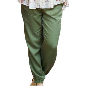 Matilda Jane Women’s Field Notes Drawstring Cropped Pants New Army Green Size XL